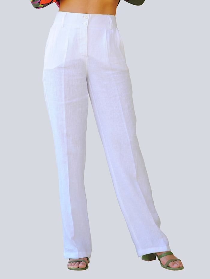 Pantalon de plage en lin Alba Moda Blanc