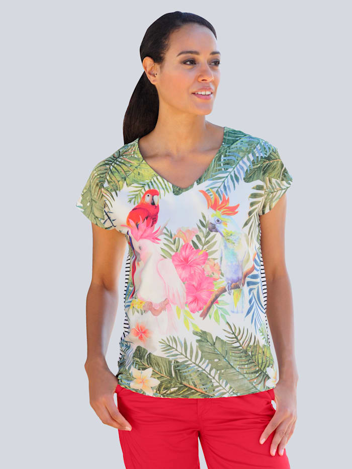 Strandshirt van een materialenmix Alba Moda Multicolor