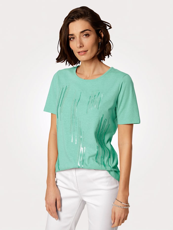 Shirt met gestreept borduursel MONA Smaragdgroen