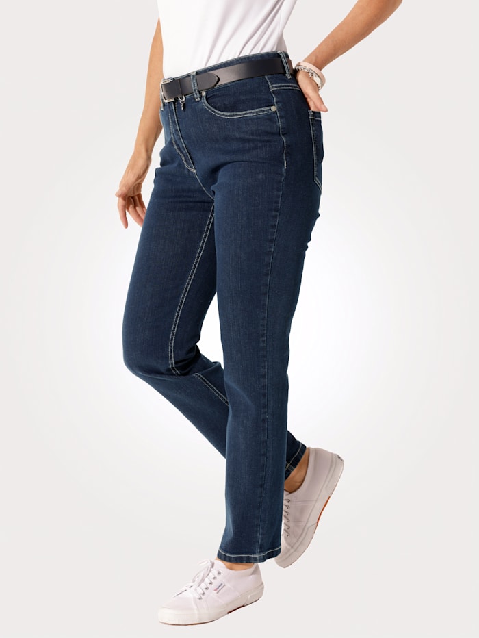 Jeans van comfortabel dwarsstretchmateriaal MONA Donkerblauw