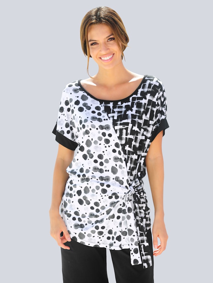 Alba moda Shirt met een fraaie patronenmix  Zwart/Wit