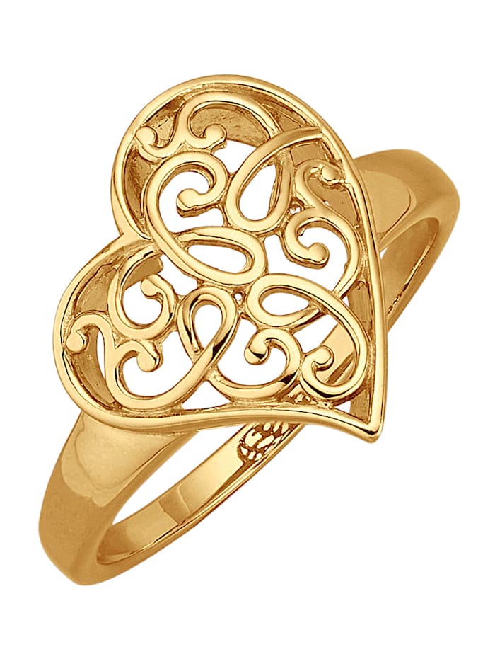 Herz-Ring in Silber 925, vergoldet Gelbgoldfarben