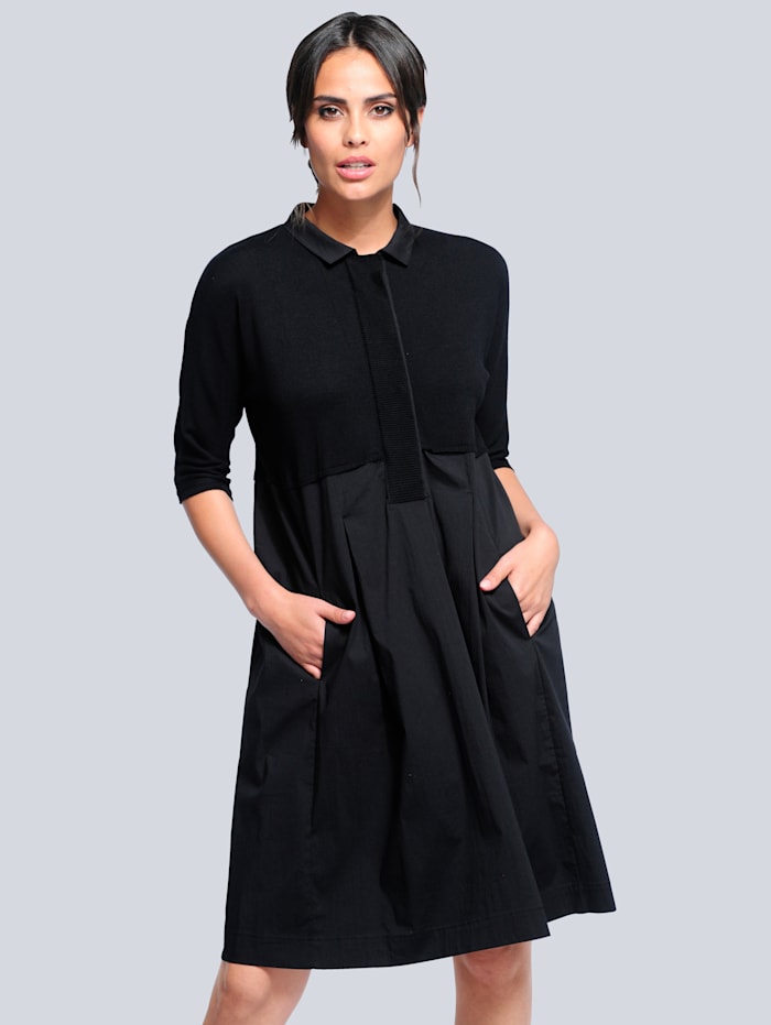 Leveähelmainen paitamekko – neuleyläosa Alba Moda Musta