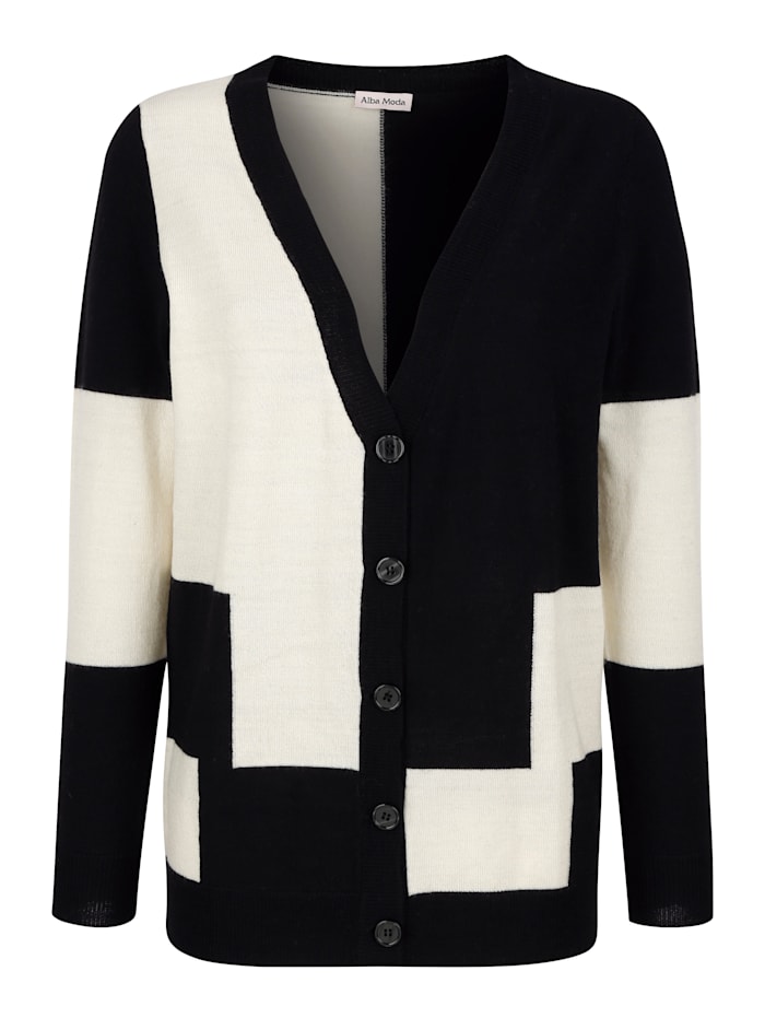 Vest met colourblocking Alba Moda Offwhite/Zwart