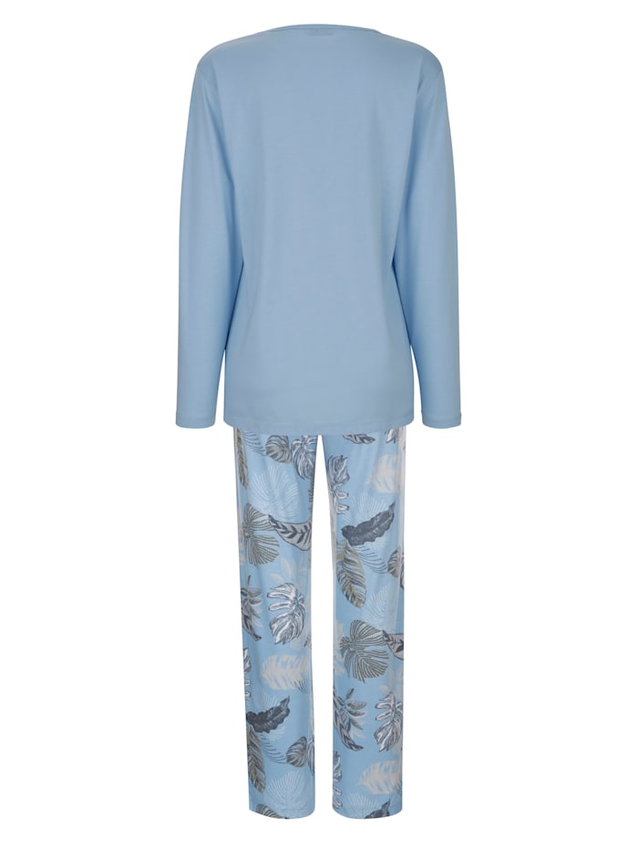 Pyjama à motif de feuilles MONA Bleu ciel/Gris