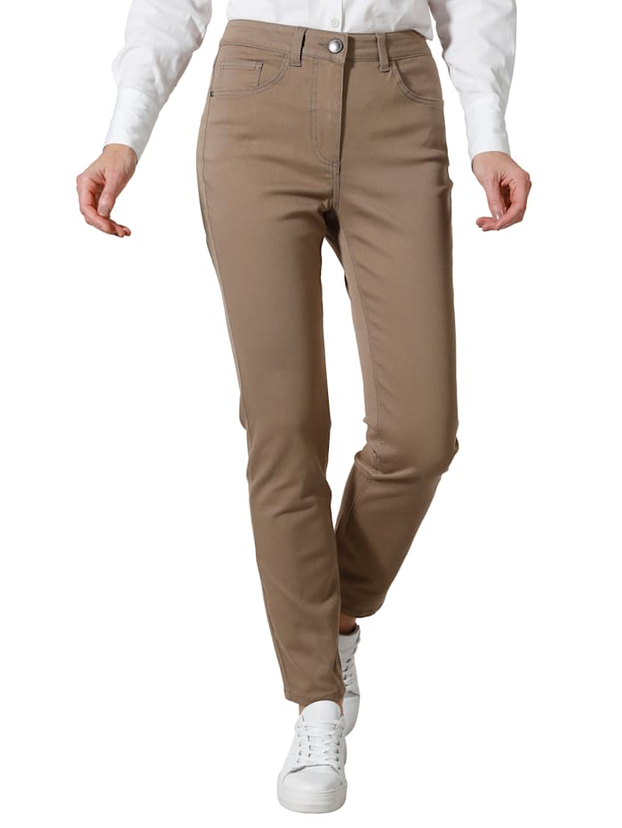 Pantalon avec ceinture partiellement extensible en grandes tailles MONA Taupe