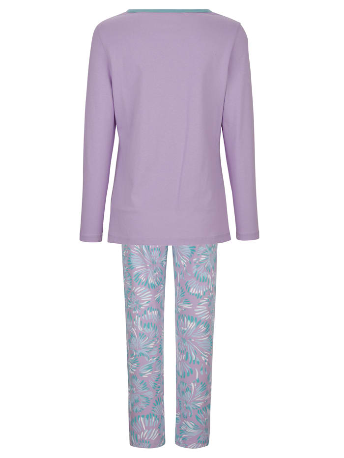 Lot de 2 pyjamas à encolure passepoilée contrastante Harmony Parme/Jade/Lilas