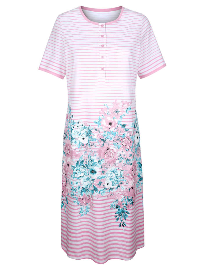 Chemises de nuit par lot de 2 à ravissante bordure imprimée Harmony Blanc/Jade/Vieux rose