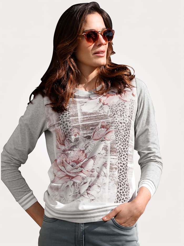 Shirt met charmante bloemenprint MONA Grijs/Ecru/Roze