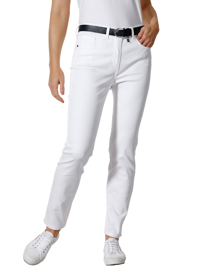 Pantalon à ceinture partiellement extensible en grandes tailles MONA Blanc