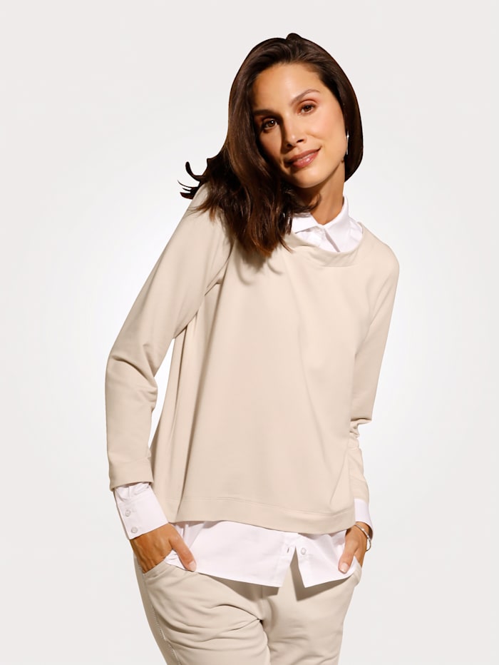 2-in-1-shirt met blouse-inzetten MONA Zand/Wit