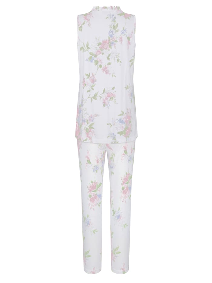 Pyjama avec joli volant à l'encolure MONA Blanc/Rose/Bleu ciel