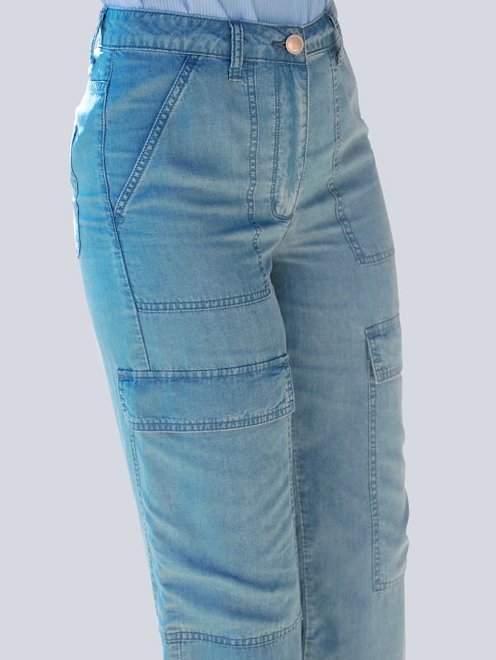 Pantalon de style cargo actuel Alba Moda Bleu jean