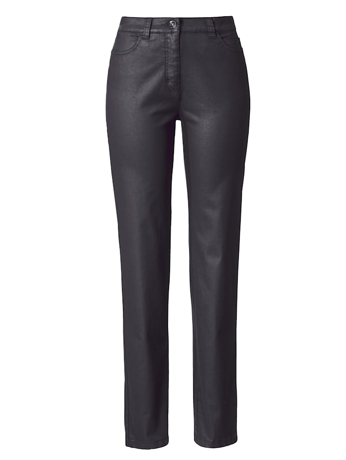 Pantalon 5 poches en cuir synthétique Toni Noir