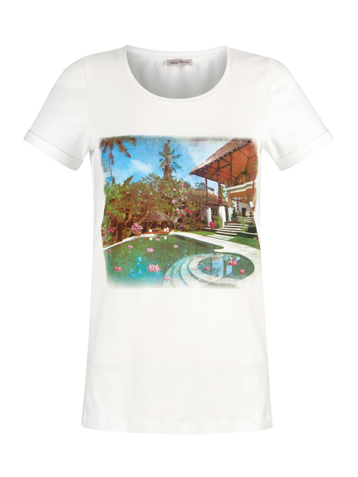 Shirt met modieuze print voor Alba Moda Wit
