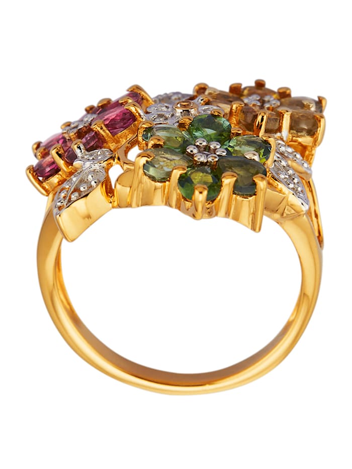 Blüten-Ring in Silber 925, vergoldet Bicolor