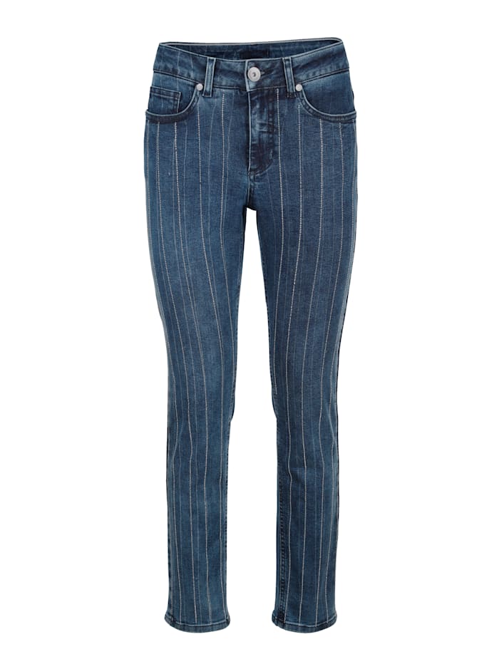 Jeans met siersteentjes Alba Moda Blauw