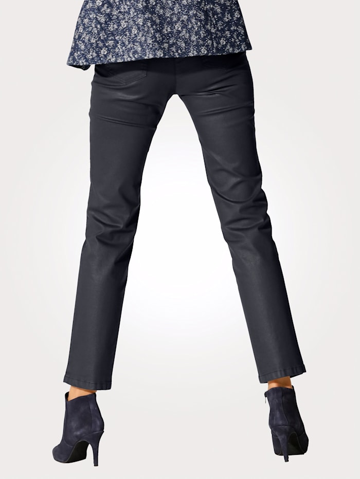 Pantalon 5 poches en cuir synthétique Toni Marine