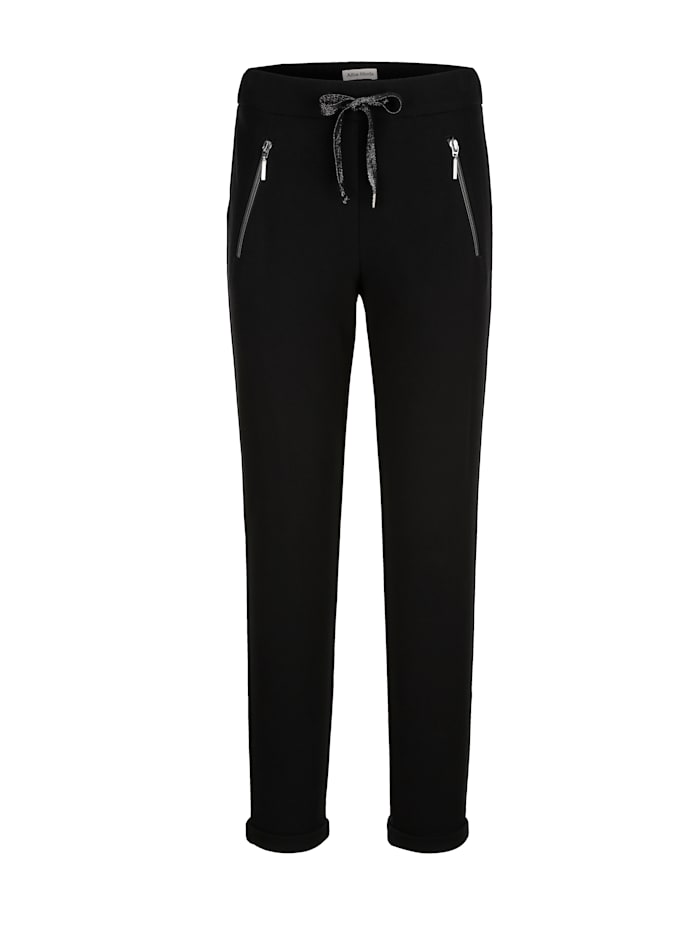 Jersey broek in trendy joggingstyle Alba Moda Zwart