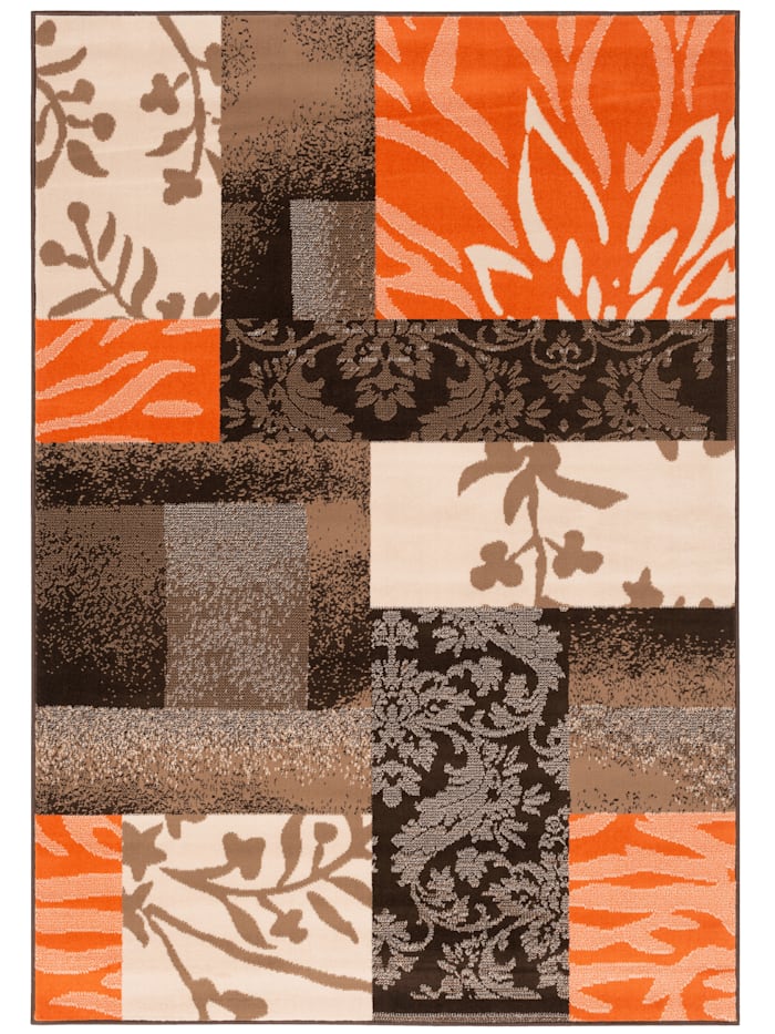 Designer Teppich Samba Modern  Karo Pergamon Orange