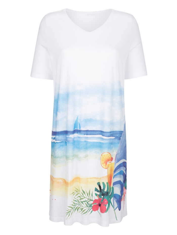 T-shirt de plage à imprimé original sur le devant Maritim Blanc