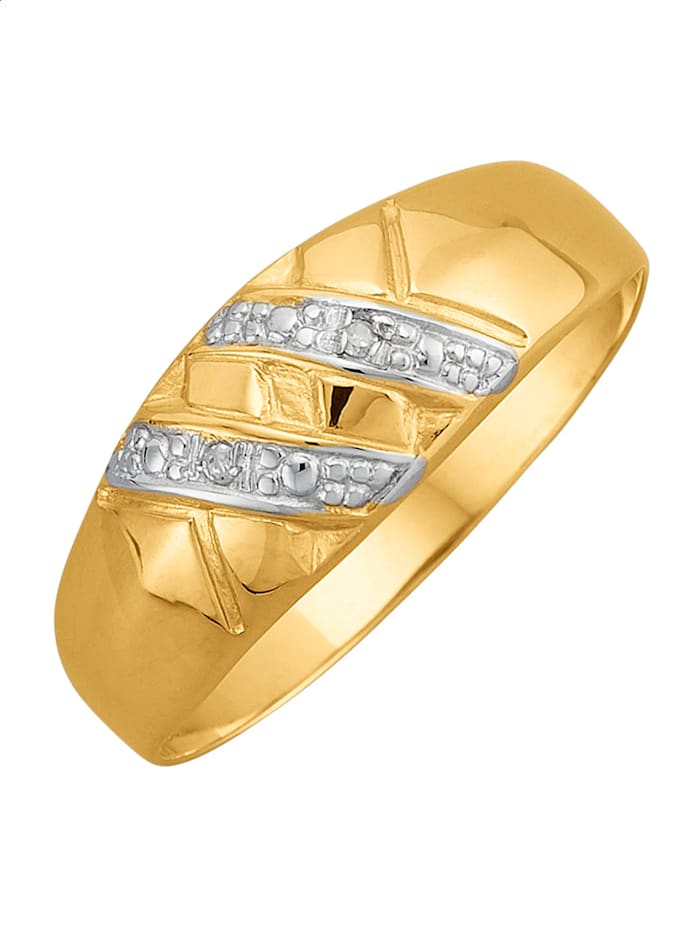 Damenring mit Diamant in Gelbgold  375 Bicolor