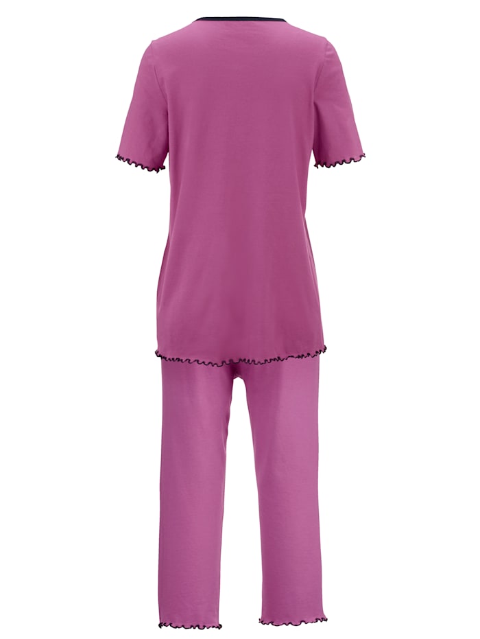 Pyjamas par lot de 2 à passepoil contrastant Harmony Fuchsia/Marine