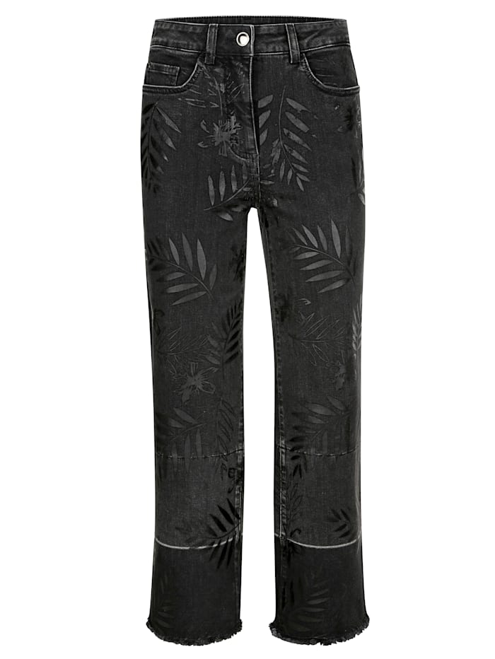 Jeans met opvallende folieprint Alba Moda Donkergrijs