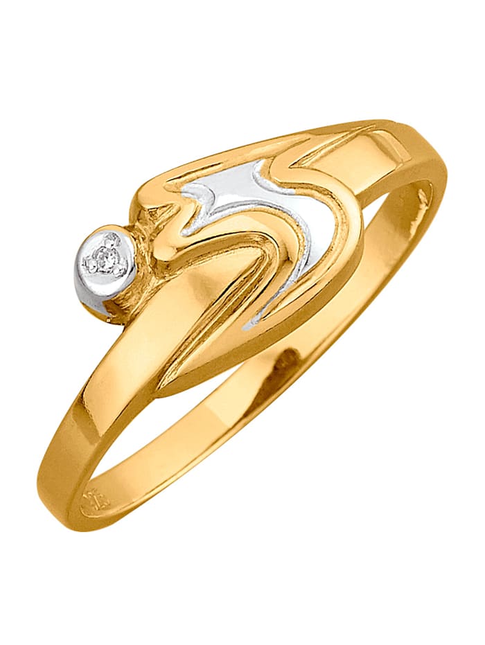 Damenring mit Diamant in Silber 925 Gelbgoldfarben