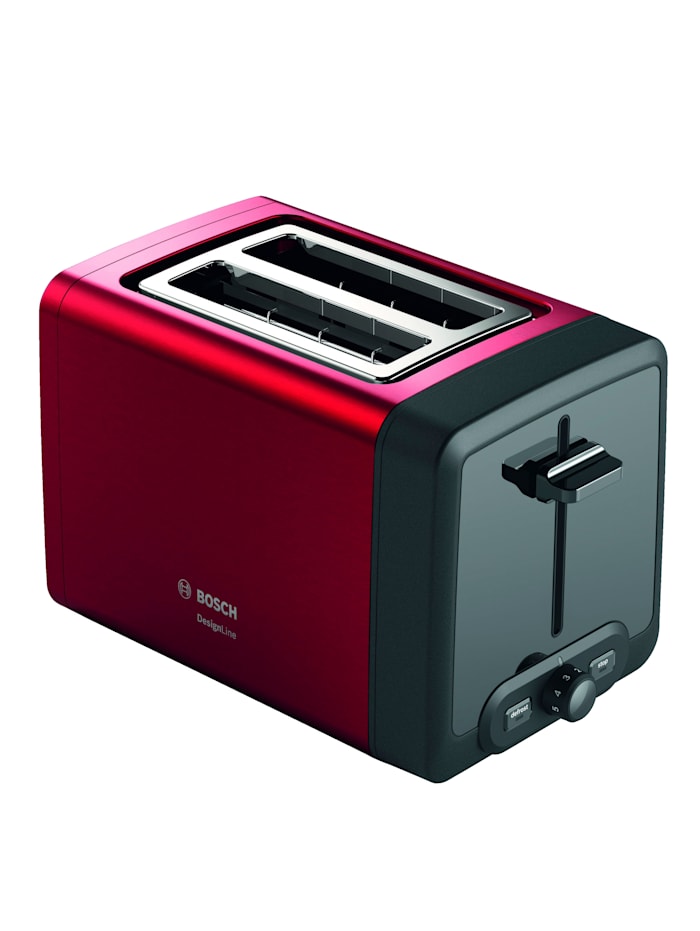 Kompakter Doppelschlitz-Toaster ‚DesignLine TAT4P‘ Bosch Rot/Dunkelgrau