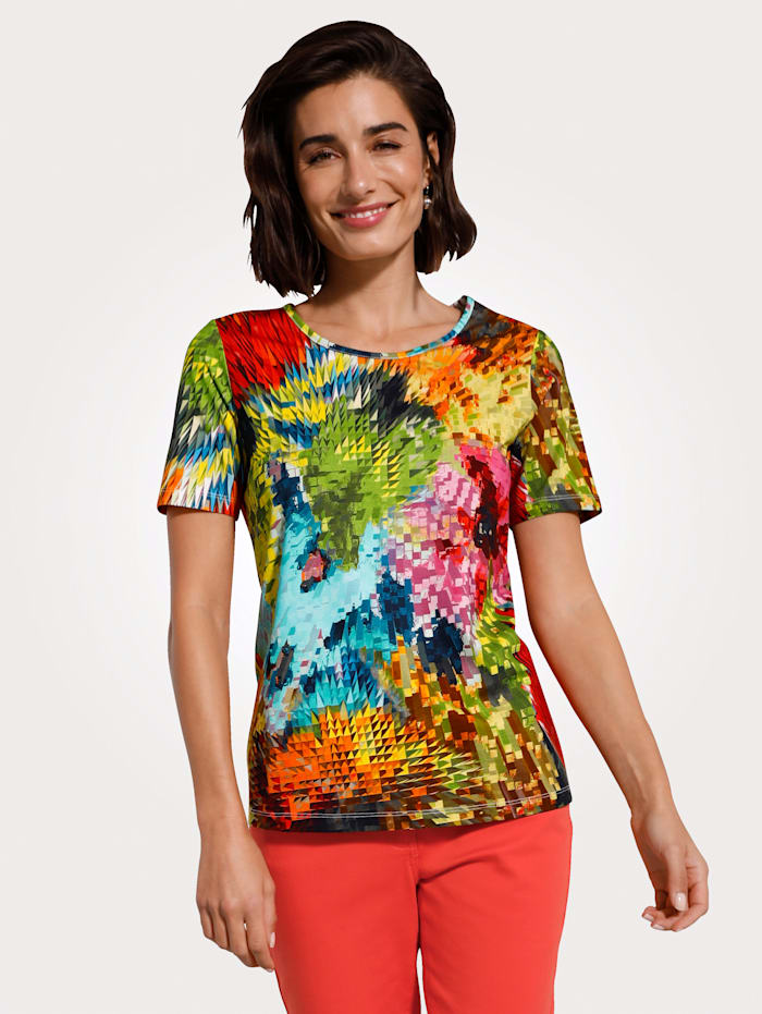 Shirt met grafisch dessin MONA Rood/Turquoise/Groen