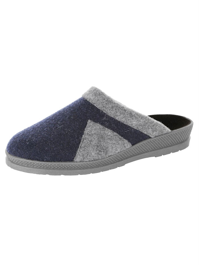 Pantoffel mit abriebfester Laufsohle Marineblau/Grau