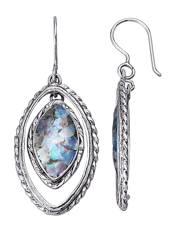 Ohrringe in Silber 925, oxidiert Roman Glass Silber