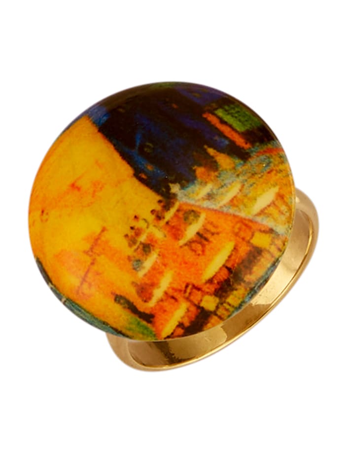 Muranoglas-Ring mit Muranoglas in Silber 925 Gelbgoldfarben