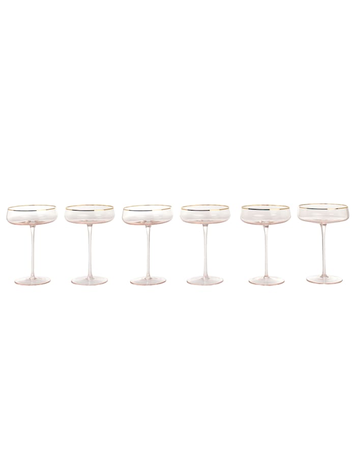 Image of Champagnerglas-Set, 6-tlg. impré Rosé/Goldfarben