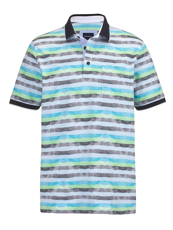 Poloshirt mit aufwändigem Jacquard-Muster rundum BABISTA Blau/Grün