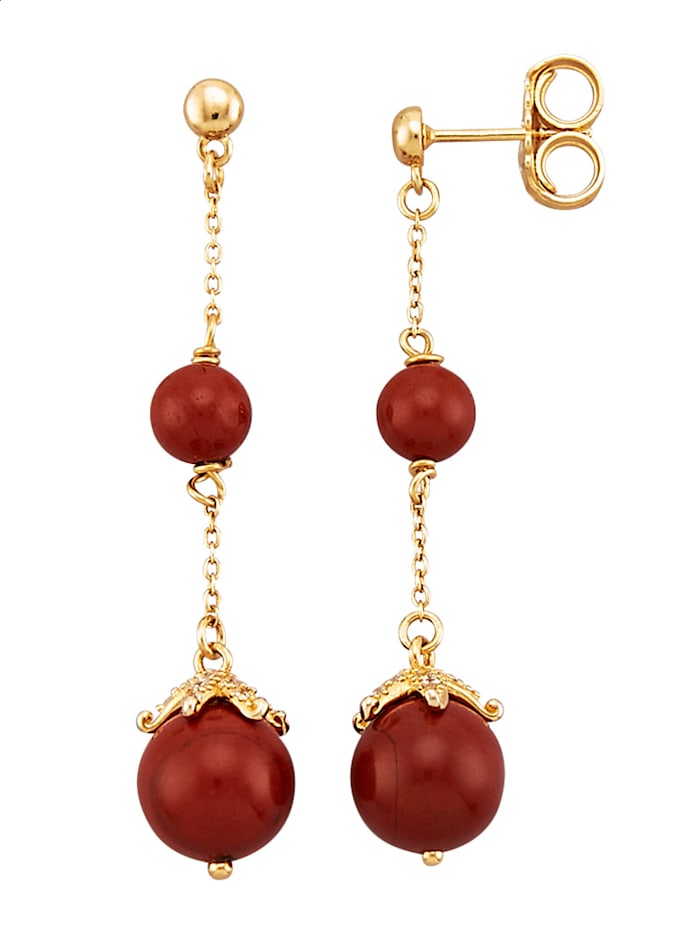 Boucles d'oreilles avec perles en jaspe Rouge