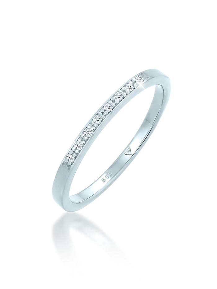 Ring Bandring Verlobung Diamant (0.04 Ct) 585 Weißgold Elli DIAMONDS Weiß