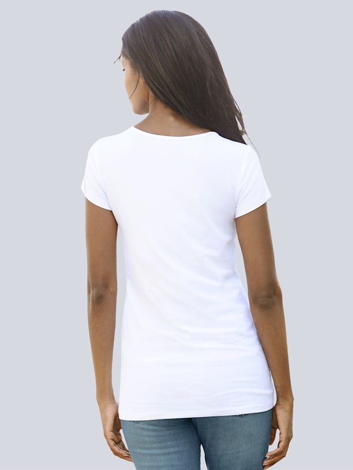 T-shirt brodé devant Alba Moda Blanc