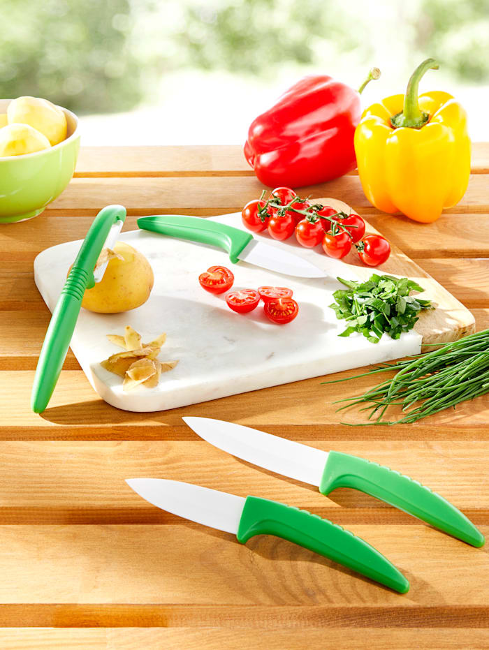 Set de 3 couteaux avec éplucheur Vert