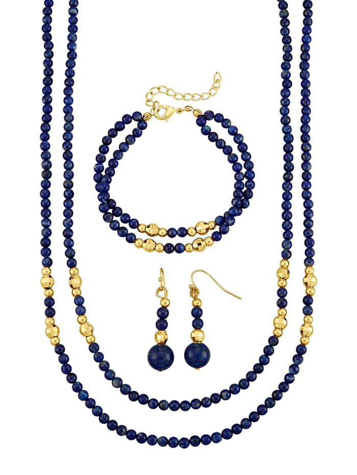 Parure de bijoux 3 pièces avec lapis-lazuli Bleu