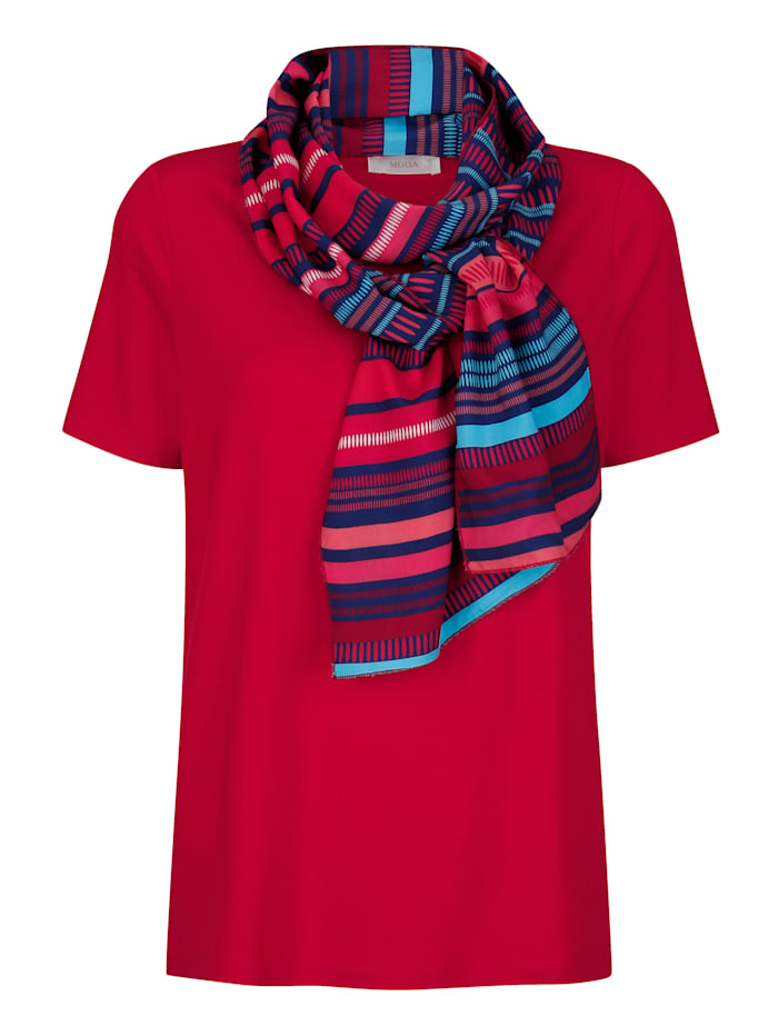 T-shirt avec foulard mode MONA Rouge/Corail/Vert