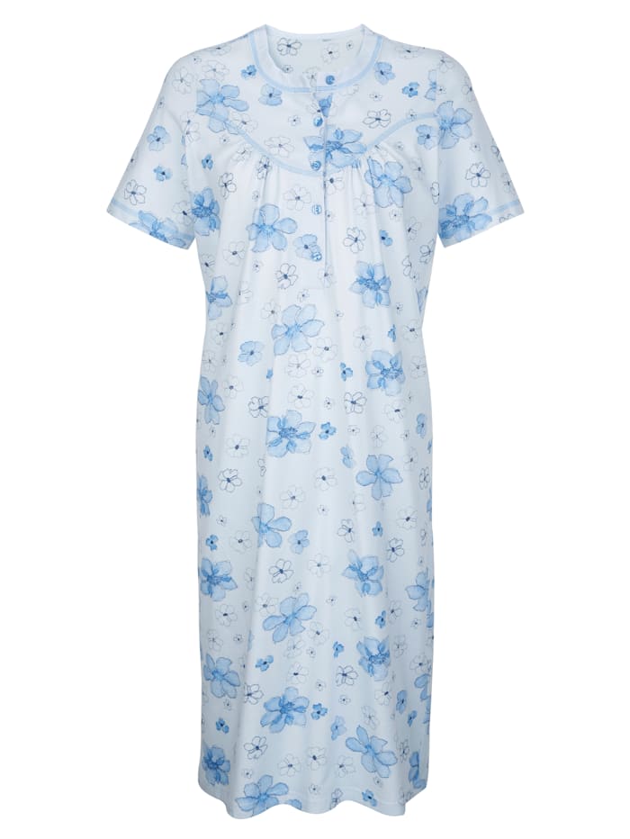Chemises de nuit à jolies surpiqûres contrastantes Harmony Menthe/Bleu ciel