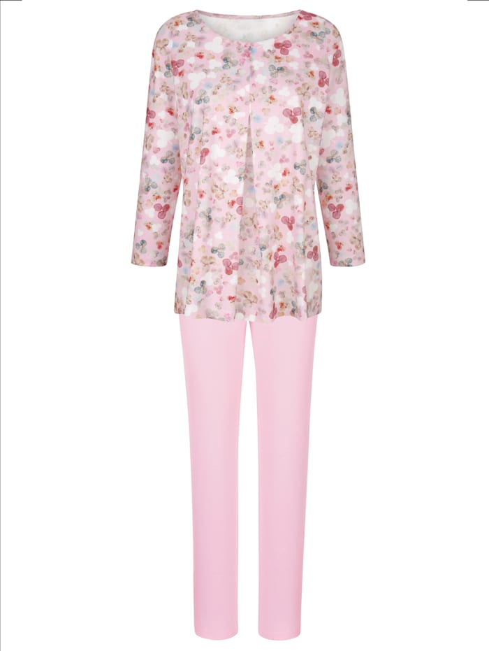 Pyjama met bloemendessin MONA Roze/Wit/Apricot