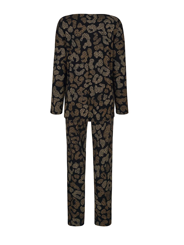 Pyjama avec bordure imprimée devant MONA Noir/Camel