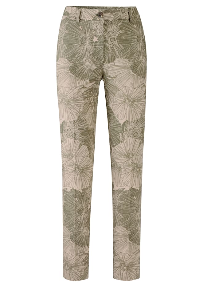 Pantalon à imprimé floral MONA Sable/Vert jonc