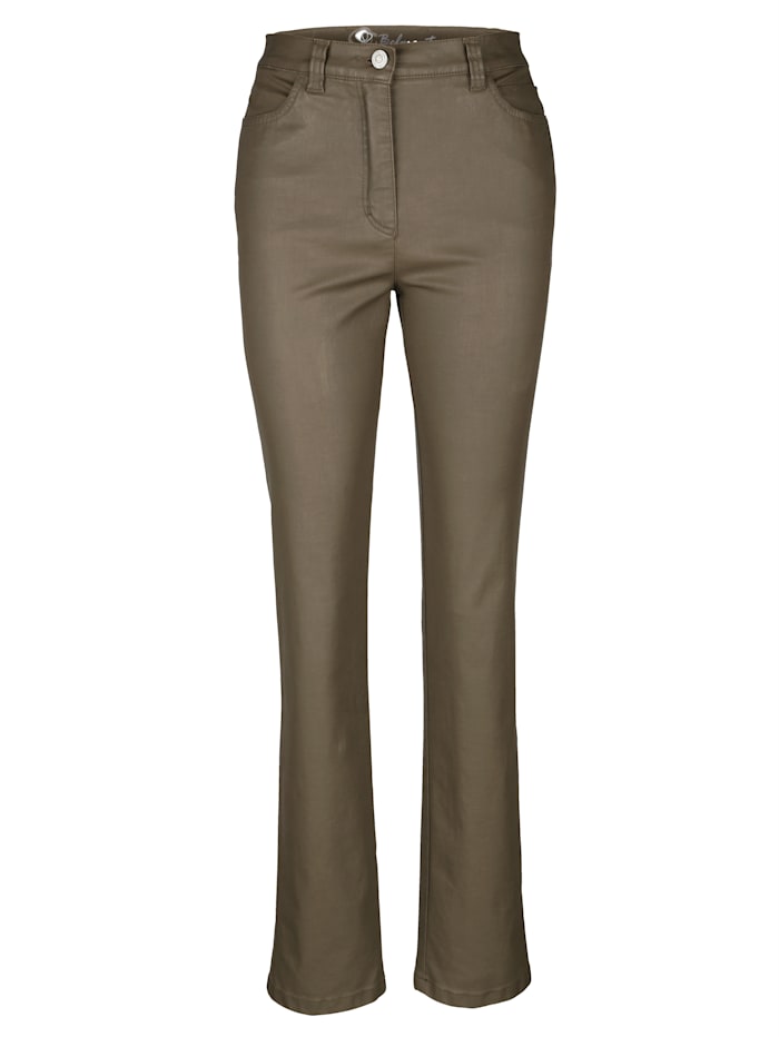 Pantalon 5 poches en cuir synthétique Toni Kaki