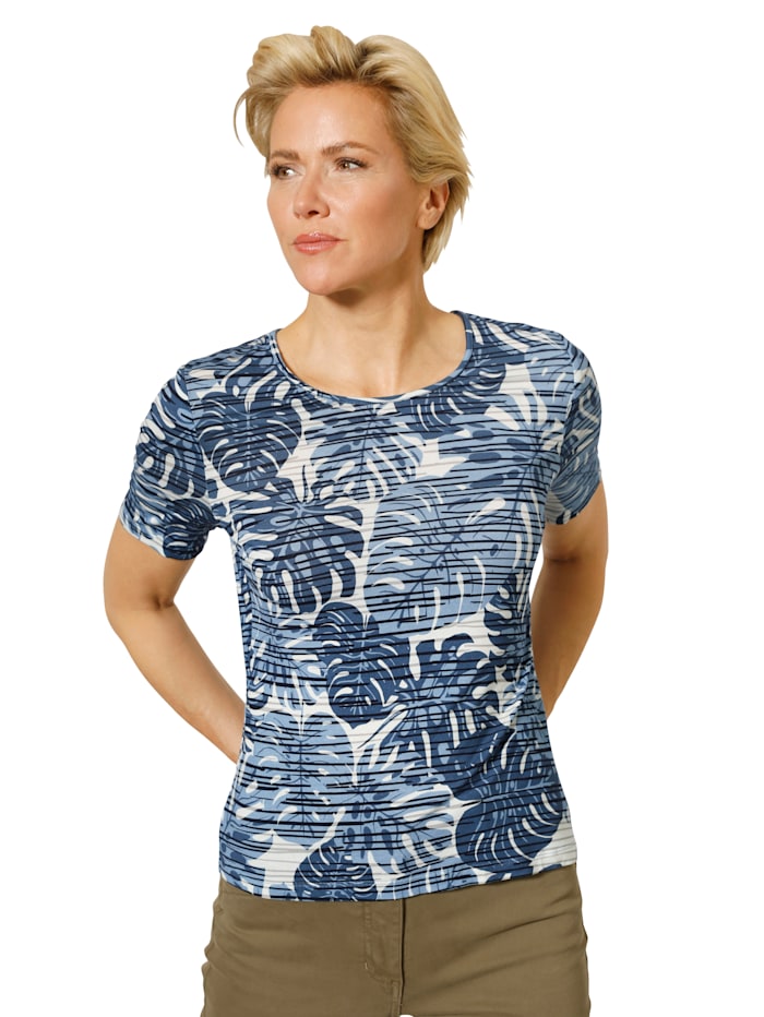 T-shirt à imprimé mode devant et dos Barbara Lebek Bleu/Écru