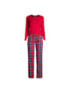 Pyjama Set lang Plus Size mit gemusterter Hose