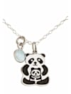 Halskette mit Anhänger PANDA Mama, Baby Bär Chalcedon Tier der Natur, Wildlife